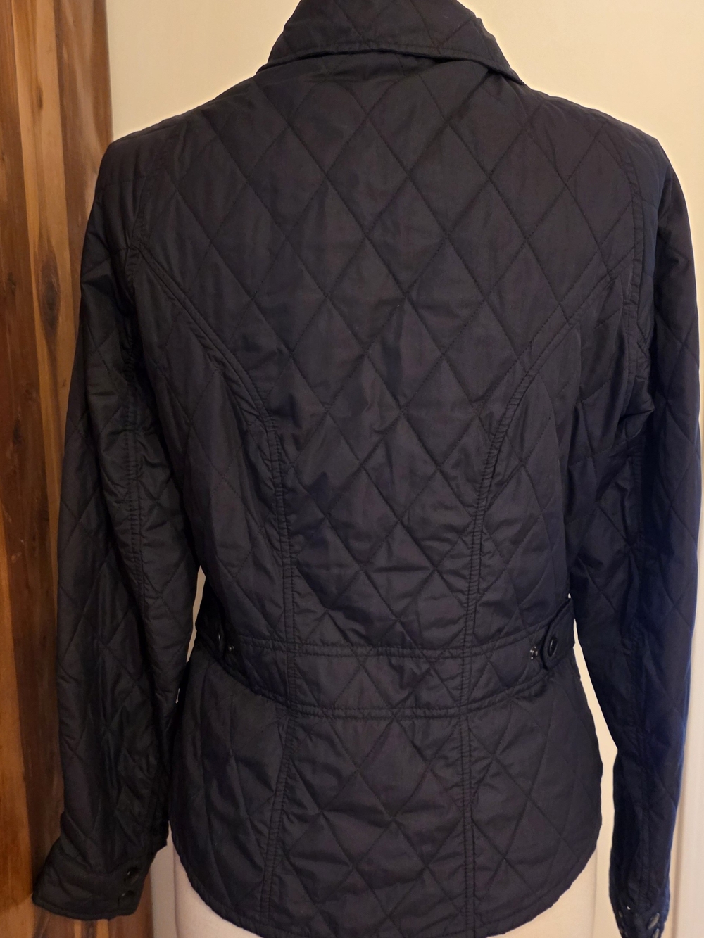 Barbour Black Quilted Zip-Front Jacket Lightweight Size 8 - Picture 4 of 15